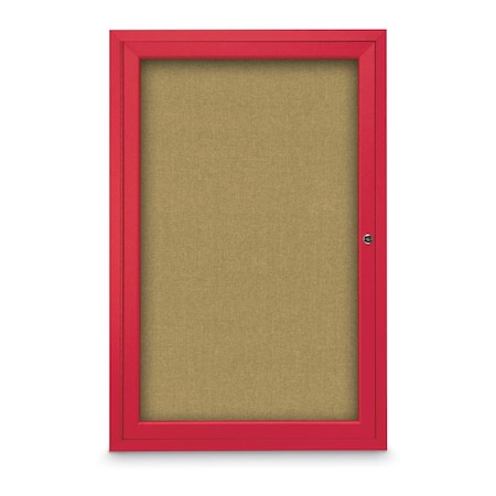 Slim Enclosed Corkboard, 18x24, Bronze Alum Frame/Medium Grey